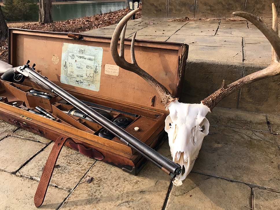 Cased .451 Alexander Henry Express rifle.